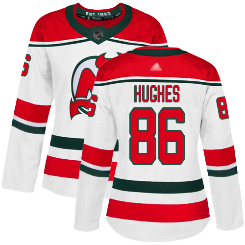 Devils #86 Jack Hughes White Alternate Authentic Women's Stitched Hockey Jersey