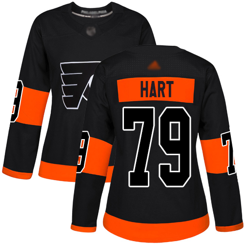 Adidas Flyers #79 Carter Hart Black Alternate Authentic Women's Stitched NHL Jersey