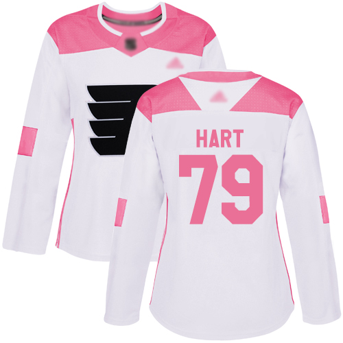 Adidas Flyers #79 Carter Hart White/Pink Authentic Fashion Women's Stitched NHL Jersey