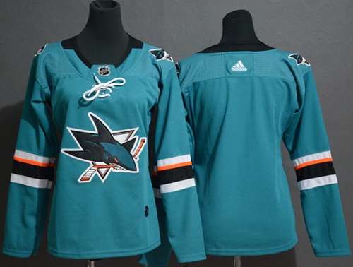 Adidas Sharks Blank Teal Home Authentic Women's Stitched NHL Jersey