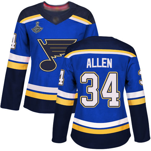 Blues #34 Jake Allen Blue Home Authentic Stanley Cup Final Bound Women's Stitched Hockey Jersey