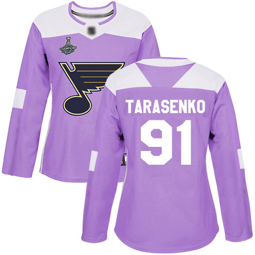 Blues #91 Vladimir Tarasenko Purple Authentic Fights Cancer Stanley Cup Final Bound Women's Stitched Hockey Jersey