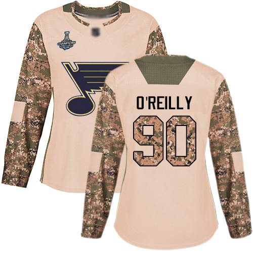 Blues #90 Ryan O'Reilly Camo Authentic 2017 Veterans Day Stanley Cup Final Bound Women's Stitched Hockey Jersey