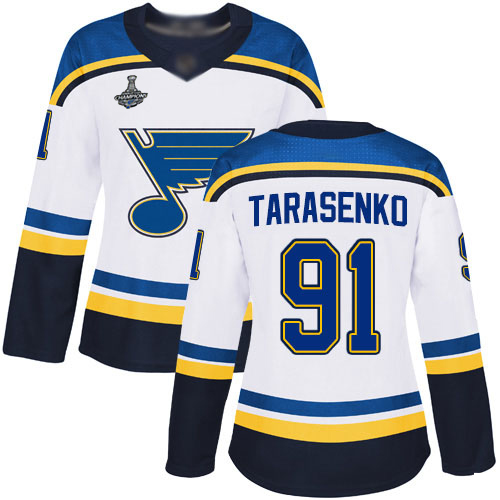 Blues #91 Vladimir Tarasenko White Road Authentic Stanley Cup Final Bound Women's Stitched Hockey Jersey