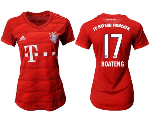 Women's Bayern Munchen #17 Boateng Home Soccer Club Jersey