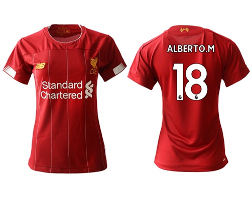 Women's Liverpool #18 Alberto M. Red Home Soccer Club Jersey
