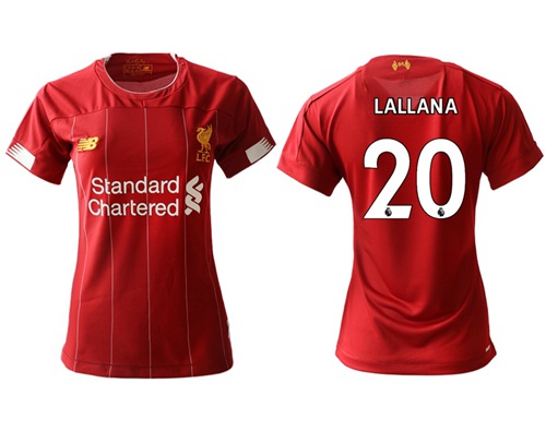 Women's Liverpool #20 Lallana Red Home Soccer Club Jersey