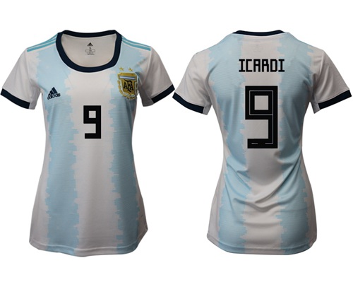Women's Argentina #9 Icardi Home Soccer Country Jersey