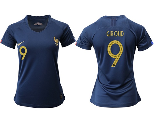 Women's France #9 Giroud Home Soccer Country Jersey