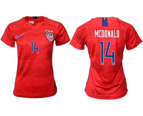 Women's USA #14 Mcdonald Away Soccer Country Jersey