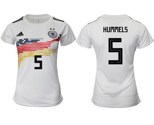 Women's Germany #5 Hummels White Home Soccer Country Jersey