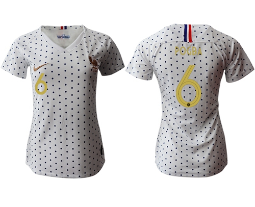 Women's France #6 Pogba Away Soccer Country Jersey