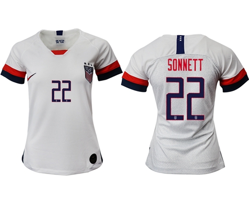 Women's USA #22 Sonnett Home Soccer Country Jersey