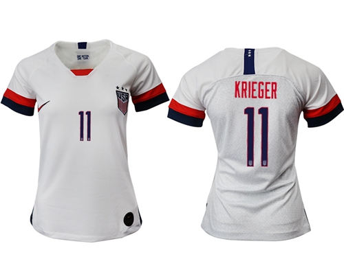Women's USA #11 Krieger Home Soccer Country Jersey