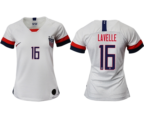 Women's USA #16 Lavelle Home Soccer Country Jersey