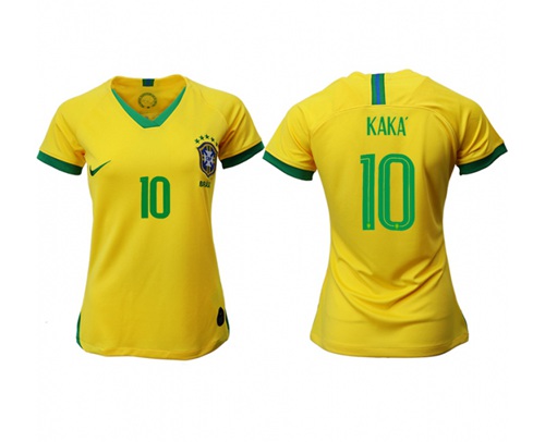 Women's Brazil #10 Kaka Home Soccer Country Jersey