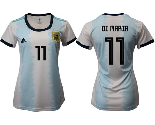 Women's Argentina #11 Di Maria Home Soccer Country Jersey