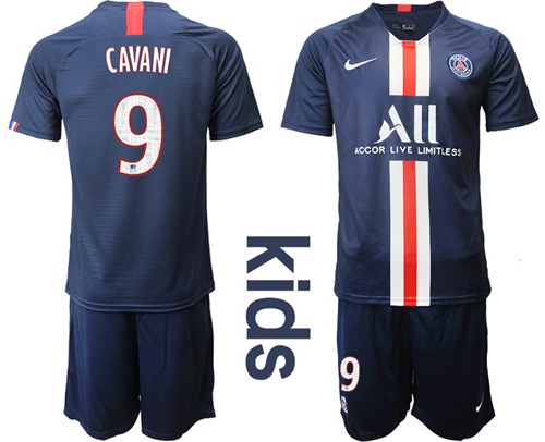 Paris Saint Germain #9 Cavani Home Kid Soccer Club Jersey