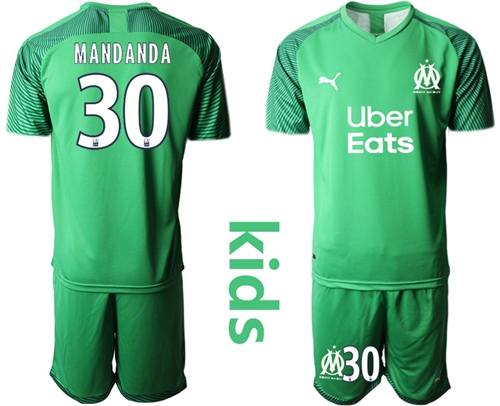 Marseille #30 Mandanda Green Goalkeeper Kid Soccer Club Jersey