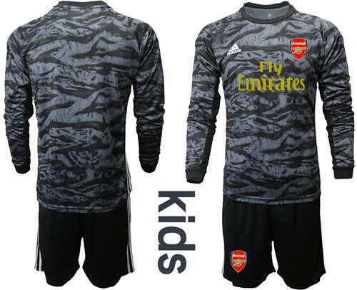 Arsenal Blank Black Long Sleeves Kid Soccer Club Jersey