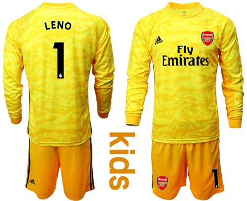 Arsenal #1 Leno Yellow Long Sleeves Kid Soccer Club Jersey