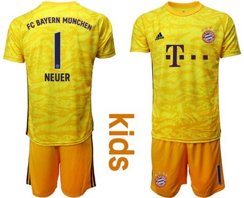 Bayern Munchen #1 Neuer Grey Goalkeeper Kid Soccer Club Jersey