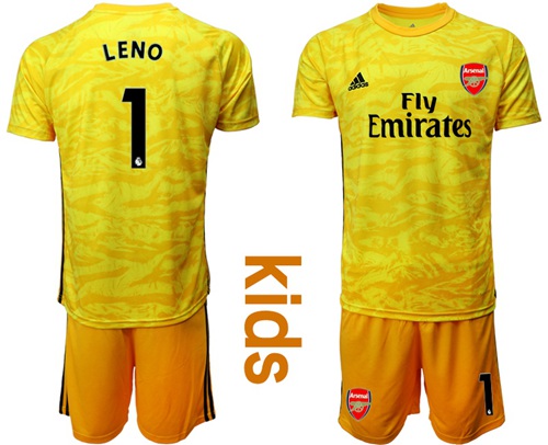 Arsenal #1 Leno Yellow Goalkeeper Kid Soccer Club Jersey
