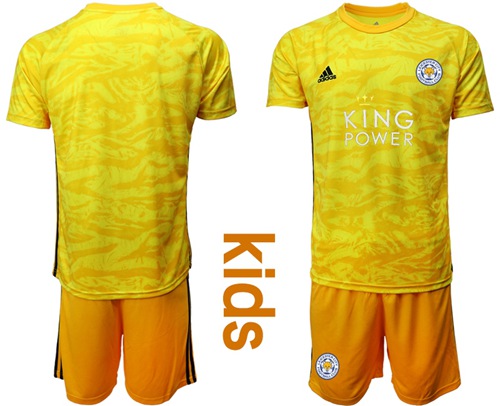 Leicester City Blank Yellow Goalkeeper Kid Soccer Club Jersey