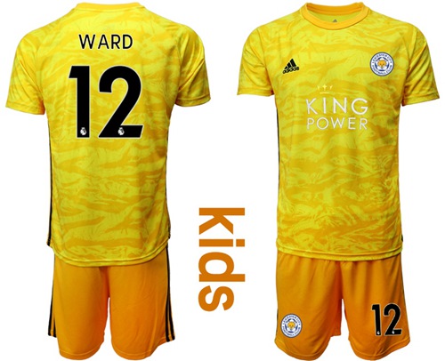 Leicester City #12 Ward Yellow Goalkeeper Kid Soccer Club Jersey