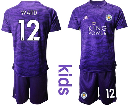 Leicester City #12 Ward Purple Goalkeeper Kid Soccer Club Jersey