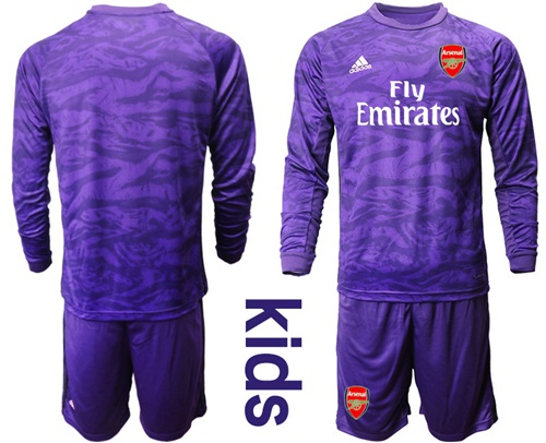 Arsenal Blank Purple Long Sleeves Kid Soccer Club Jersey