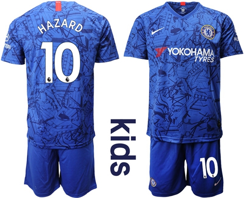 Chelsea #10 Hazard Blue Home Kid Soccer Club Jersey