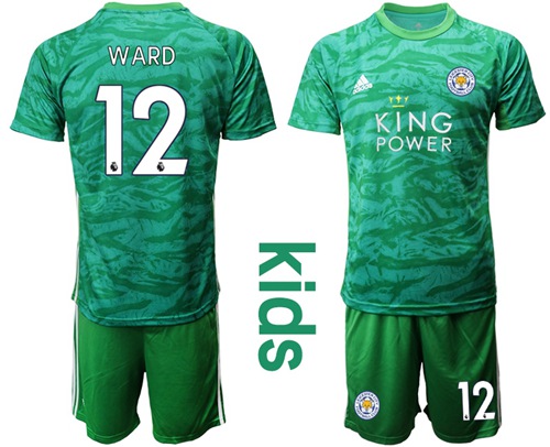 Leicester City #12 Ward Green Goalkeeper Kid Soccer Club Jersey
