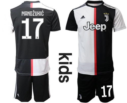 Juventus #17 Mandzukic Home Kid Soccer Club Jersey