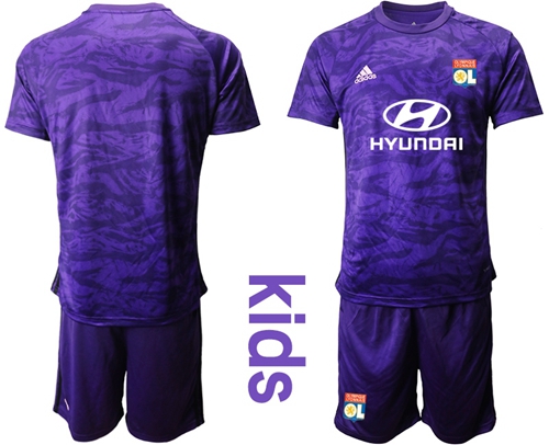 Lyon Blank Purple Goalkeeper Kid Soccer Club Jersey
