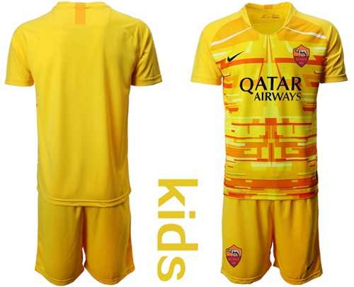Roma Blank Yellow Goalkeeper Kid Soccer Club Jersey