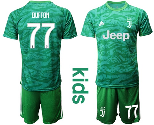 Juventus Blank Green Goalkeeper Kid Soccer Club Jersey