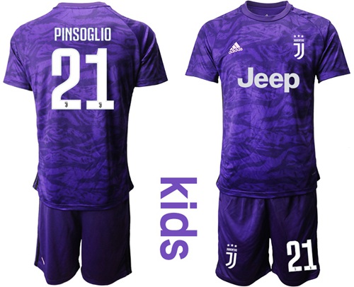 Juventus #21 Pinsoglio Purple Goalkeeper Kid Soccer Club Jersey