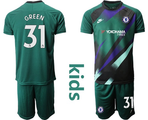 Chelsea #31 Green Green Goalkeeper Kid Soccer Club Jersey
