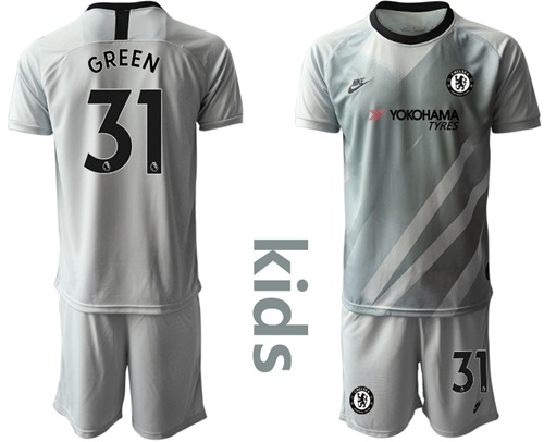 Chelsea #31 Green Grey Goalkeeper Kid Soccer Club Jersey