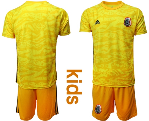 Mexico Blank Yellow Goalkeeper Kid Soccer Country Jersey