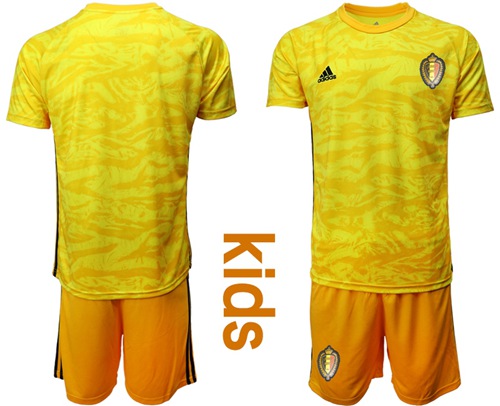 Belgium Blank Yellow Goalkeeper Kid Soccer Country Jersey