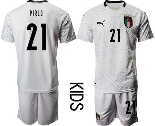 Italy #21 Pirlo Away Kid Soccer Country Jersey