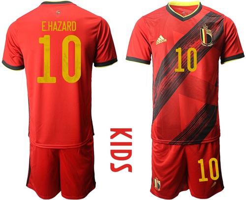 Belgium #10 E.Hazard Red Home Kid Soccer Country Jersey