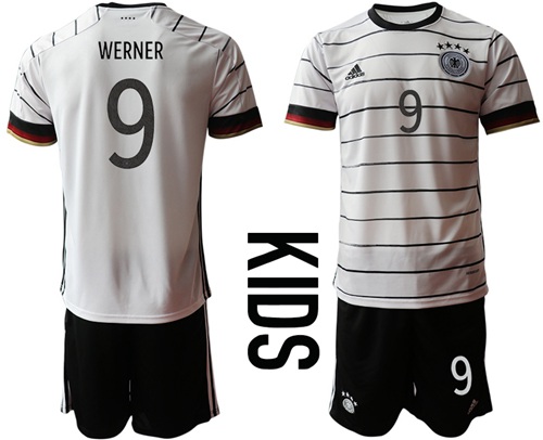 Germany #9 Werner White Home Kid Soccer Country Jersey