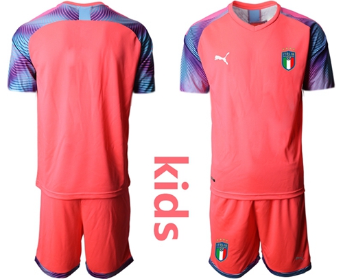 Italy Blank Pink Goalkeeper Kid Soccer Country Jersey