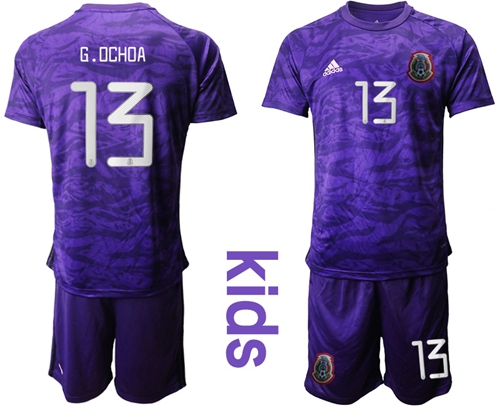 Mexico #13 G.Ochoa Purple Goalkeeper Kid Soccer Country Jersey