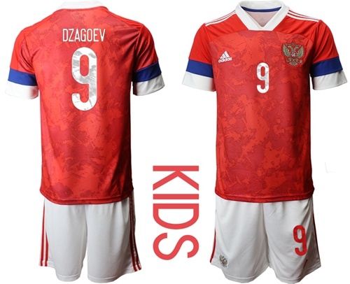 Russia #9 Dzagoev Home Kid Soccer Country Jersey