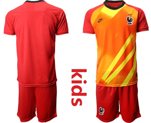 France Blank Red Goalkeeper Kid Soccer Country Jersey