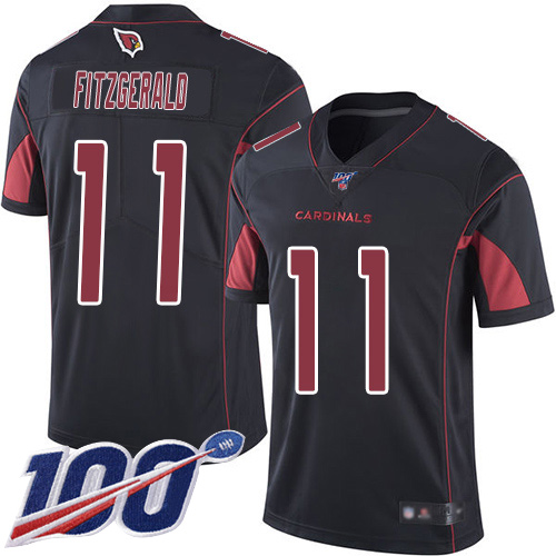 Cardinals #11 Larry Fitzgerald Black Youth Stitched Football Limited Rush 100th Season Jersey